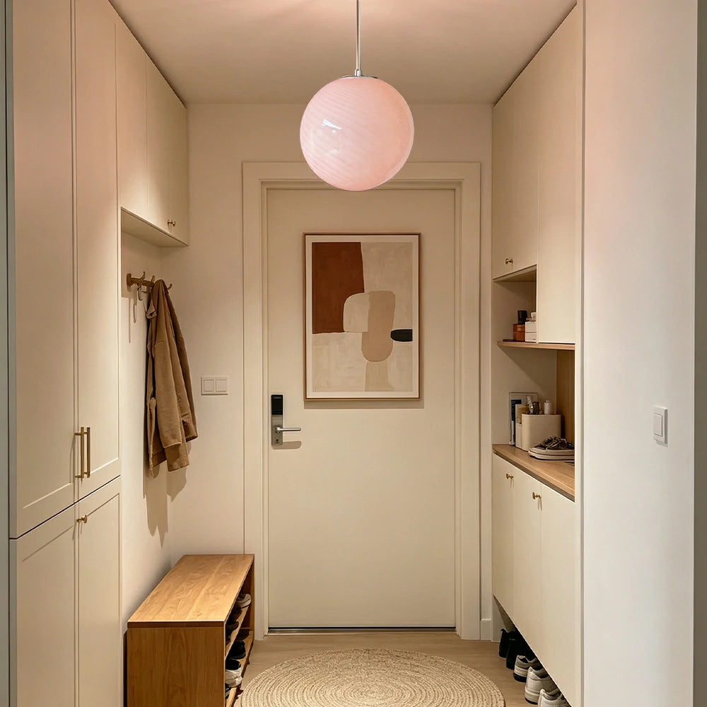 LIVARA 30cm Globe Pendant Light with E27 Fitting for Dining Room Bedroom - Pink