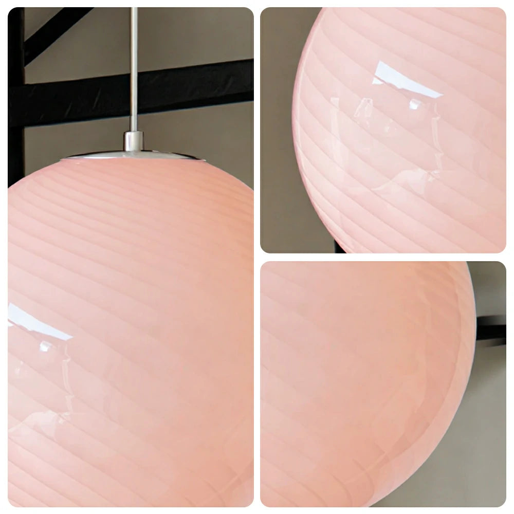 LIVARA 30cm Globe Pendant Light with E27 Fitting for Dining Room Bedroom - Pink