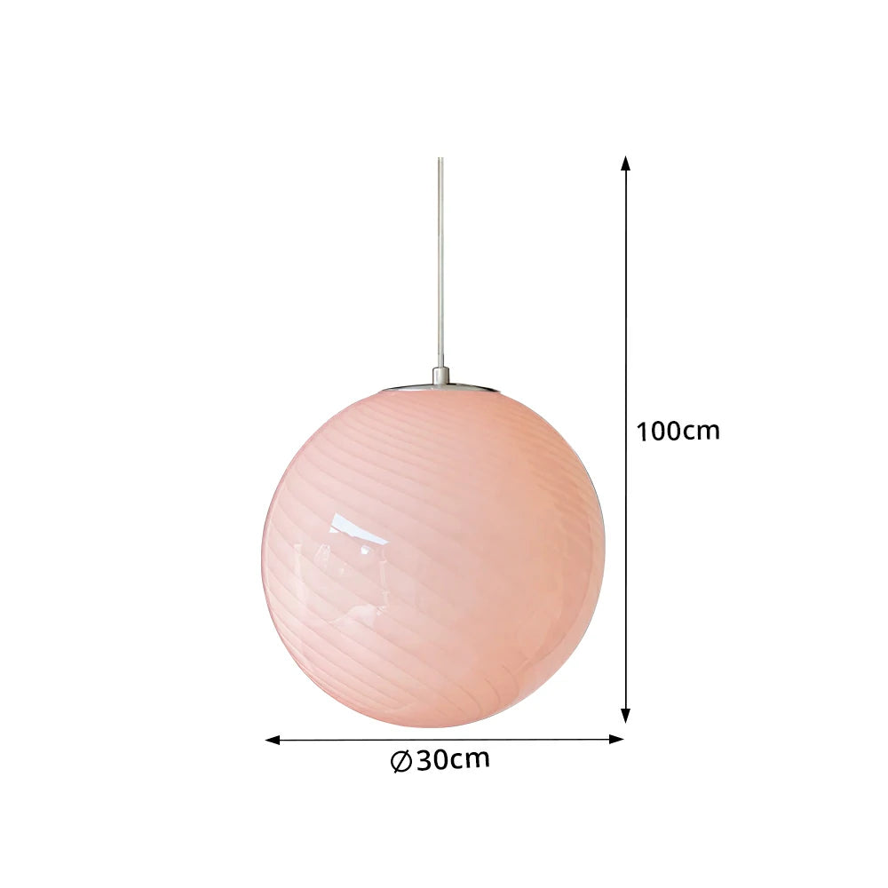 LIVARA 30cm Globe Pendant Light with E27 Fitting for Dining Room Bedroom - Pink