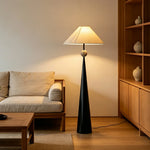 LIVARA Modern Cone Floor Lamp with Fabric Shade for Living Room Bedroom - Black & Cream
