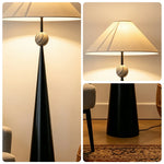 LIVARA Modern Cone Floor Lamp with Fabric Shade for Living Room Bedroom - Black & Cream