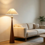 LIVARA Modern Cone Floor Lamp with Fabric Shade for Living Room Bedroom - Brown