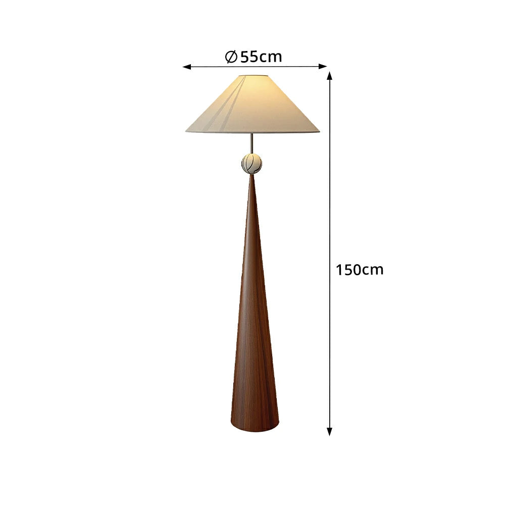 LIVARA Modern Cone Floor Lamp with Fabric Shade for Living Room Bedroom - Brown