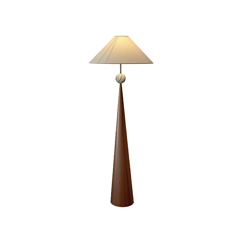 LIVARA Modern Cone Floor Lamp with Fabric Shade for Living Room Bedroom - Brown