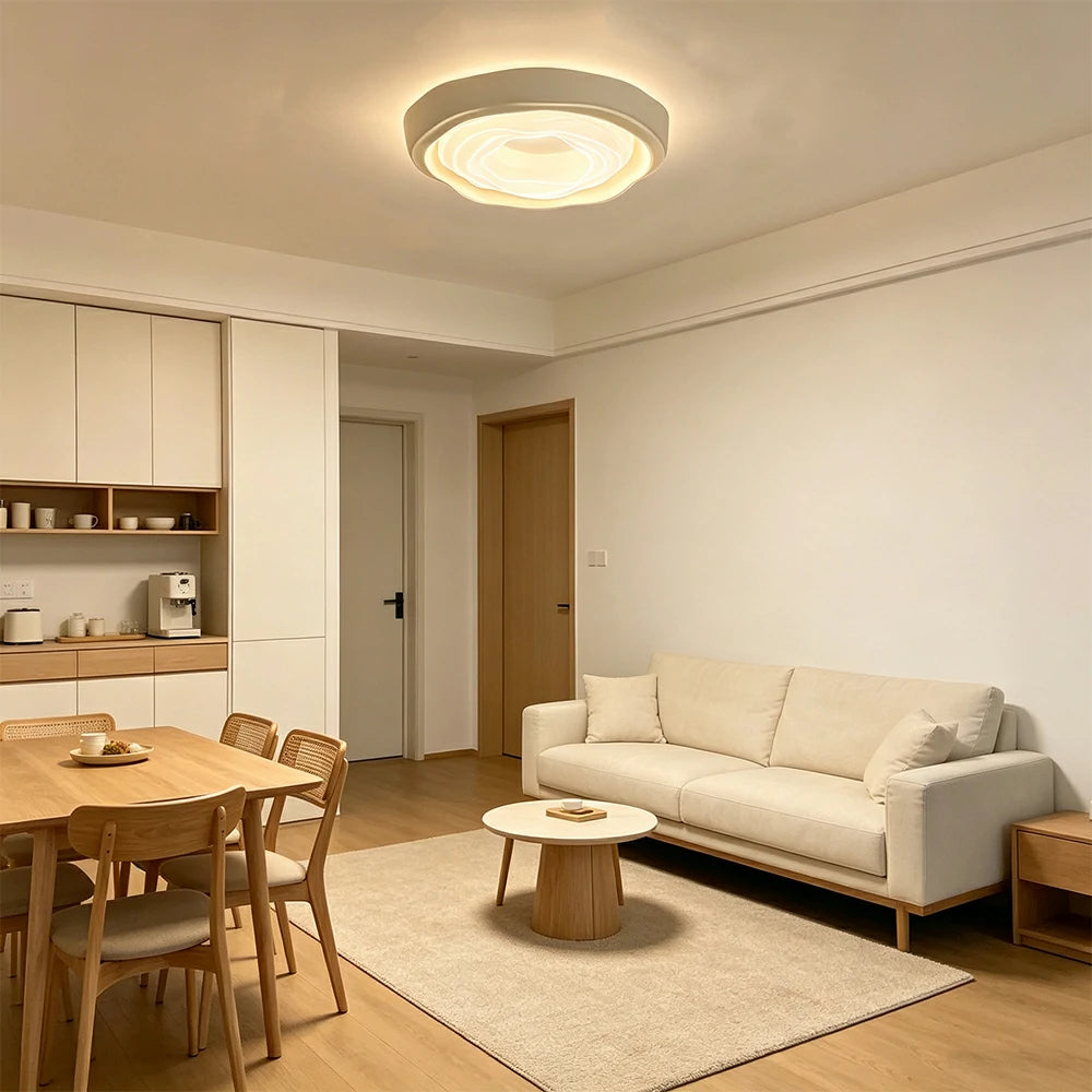 LIVARA  54cm Cookie Ring Full Spectrum LED Ceiling Light Smart Dimmable Eye-Care Light for Bedroom & Kids Room - Cream White