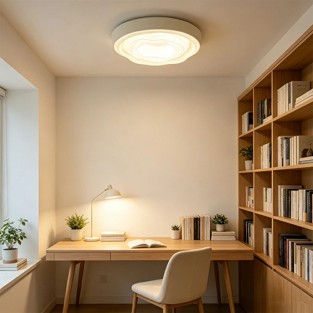 LIVARA  54cm Cookie Ring Full Spectrum LED Ceiling Light Smart Dimmable Eye-Care Light for Bedroom & Kids Room - Cream White
