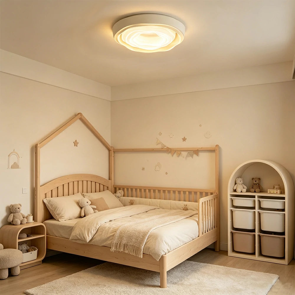 LIVARA  54cm Cookie Ring Full Spectrum LED Ceiling Light Smart Dimmable Eye-Care Light for Bedroom & Kids Room - Cream White