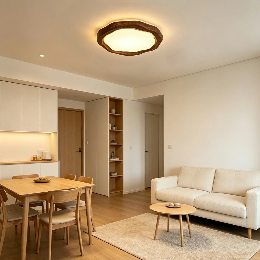 LIVARA  54cm Cookie Ring Full Spectrum LED Ceiling Light Smart Dimmable Eye-Care Light for Bedroom & Kids Room - Brown