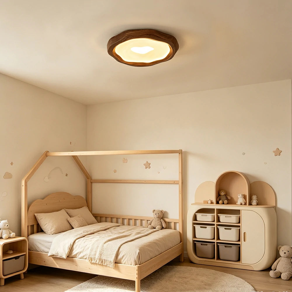 LIVARA  54cm Cookie Ring Full Spectrum LED Ceiling Light Smart Dimmable Eye-Care Light for Bedroom & Kids Room - Brown