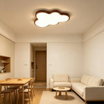 LIVARA Cloud-Shaped LED Ceiling Light Wood Grain Flush Mount for Kids Room Bedroom - Walnut