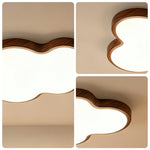 LIVARA Cloud-Shaped LED Ceiling Light Wood Grain Flush Mount for Kids Room Bedroom - Walnut