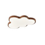 LIVARA Cloud-Shaped LED Ceiling Light Wood Grain Flush Mount for Kids Room Bedroom - Walnut