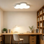 LIVARA Cloud-Shaped LED Ceiling Light Wood Grain Flush Mount for Kids Room Bedroom - White