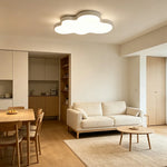 LIVARA Cloud-Shaped LED Ceiling Light Wood Grain Flush Mount for Kids Room Bedroom - White