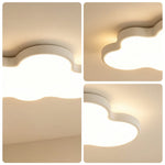 LIVARA Cloud-Shaped LED Ceiling Light Wood Grain Flush Mount for Kids Room Bedroom - White