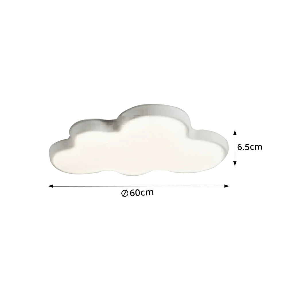 LIVARA Cloud-Shaped LED Ceiling Light Wood Grain Flush Mount for Kids Room Bedroom - White