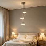 LIVARA 3-Light Sculptural LED Pendant Light Adjustable Hanging Fixture for Dining Room & Stairwell - Chrome