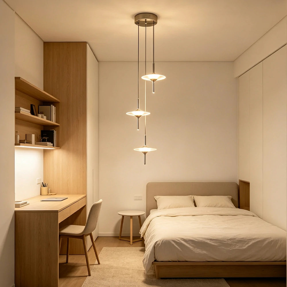 LIVARA 3-Light Sculptural LED Pendant Light Adjustable Hanging Fixture for Dining Room & Stairwell - Chrome