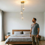 LIVARA 3-Light Sculptural LED Pendant Light Adjustable Hanging Fixture for Dining Room & Stairwell - Chrome