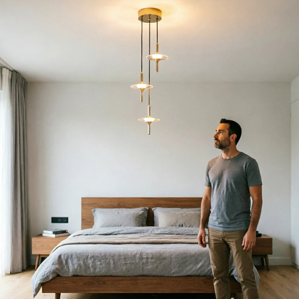 LIVARA 3-Light Sculptural LED Pendant Light Adjustable Hanging Fixture for Dining Room & Stairwell - Chrome