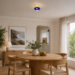 LIVARA Mushroom-Shaped LED Ceiling Light Wood Grain Flush Mount for Kids Room Bedroom & Hallway - Blue