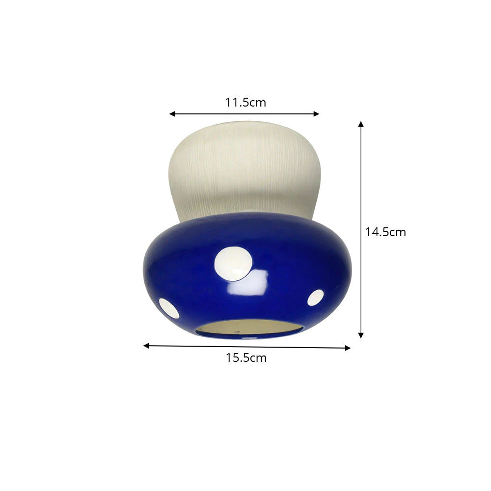 LIVARA Mushroom-Shaped LED Ceiling Light Wood Grain Flush Mount for Kids Room Bedroom & Hallway - Blue
