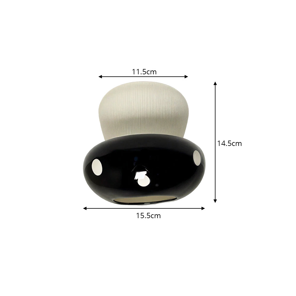 LIVARA Mushroom-Shaped LED Ceiling Light Wood Grain Flush Mount for Kids Room Bedroom & Hallway - Black