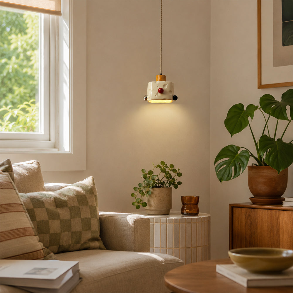 LIVARA Retro Switch-Shaped LED Pendant Light Decorative Hanging Lamp for Bedroom Dining Room & Cafe - Cream