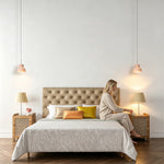 LIVARA Modern Geometric Pendant Light Adjustable Hanging Lamp for Dining Room Bedroom & Cafe - Blush Pink