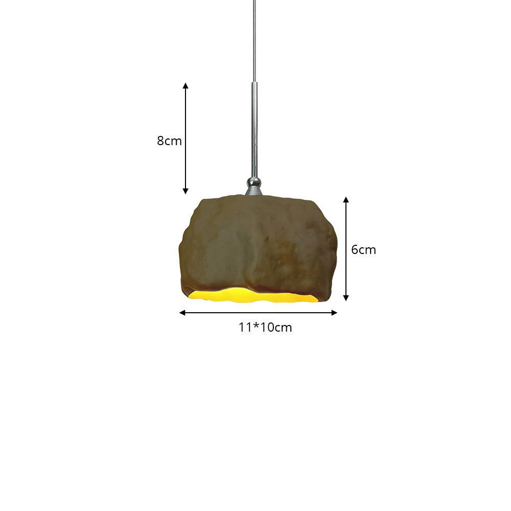 LIVARA LIVARA Irregular Stone-Shaped Pendant Light Rustic Decorative Hanging Lamp for Dining Room Bedroom & Cafe - Natural Brown