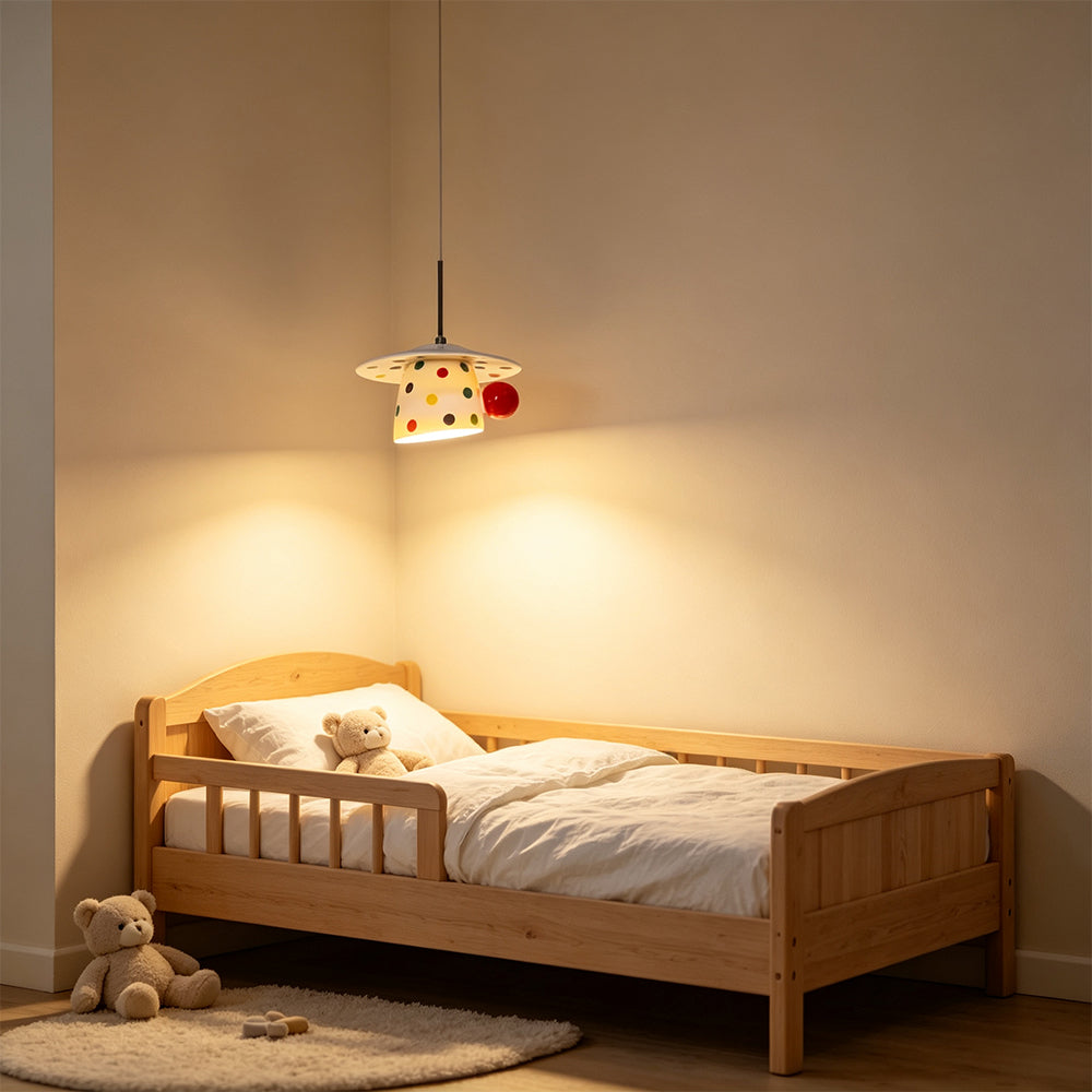 LIVARA Polka Dot Ceramic Pendant Light Playful Hanging Lamp for Kids Room Dining Area & Cafe - White & Red