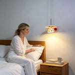 LIVARA Polka Dot Ceramic Pendant Light Playful Hanging Lamp for Kids Room Dining Area & Cafe - White & Red