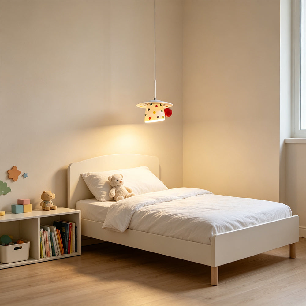LIVARA Polka Dot Ceramic Pendant Light Playful Hanging Lamp for Kids Room Dining Area & Cafe - White & Red