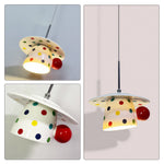 LIVARA Polka Dot Ceramic Pendant Light Playful Hanging Lamp for Kids Room Dining Area & Cafe - White & Red