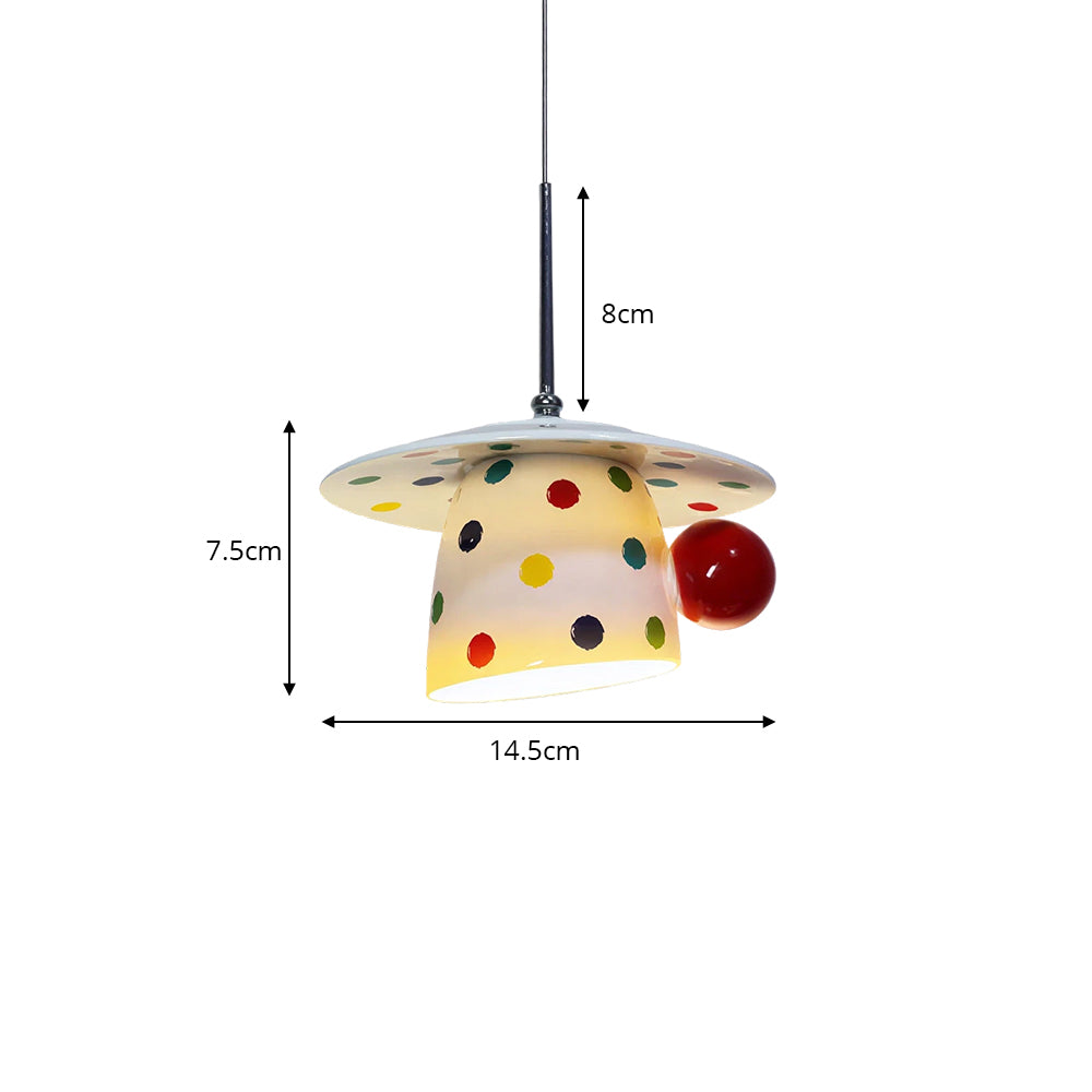 LIVARA Polka Dot Ceramic Pendant Light Playful Hanging Lamp for Kids Room Dining Area & Cafe - White & Red