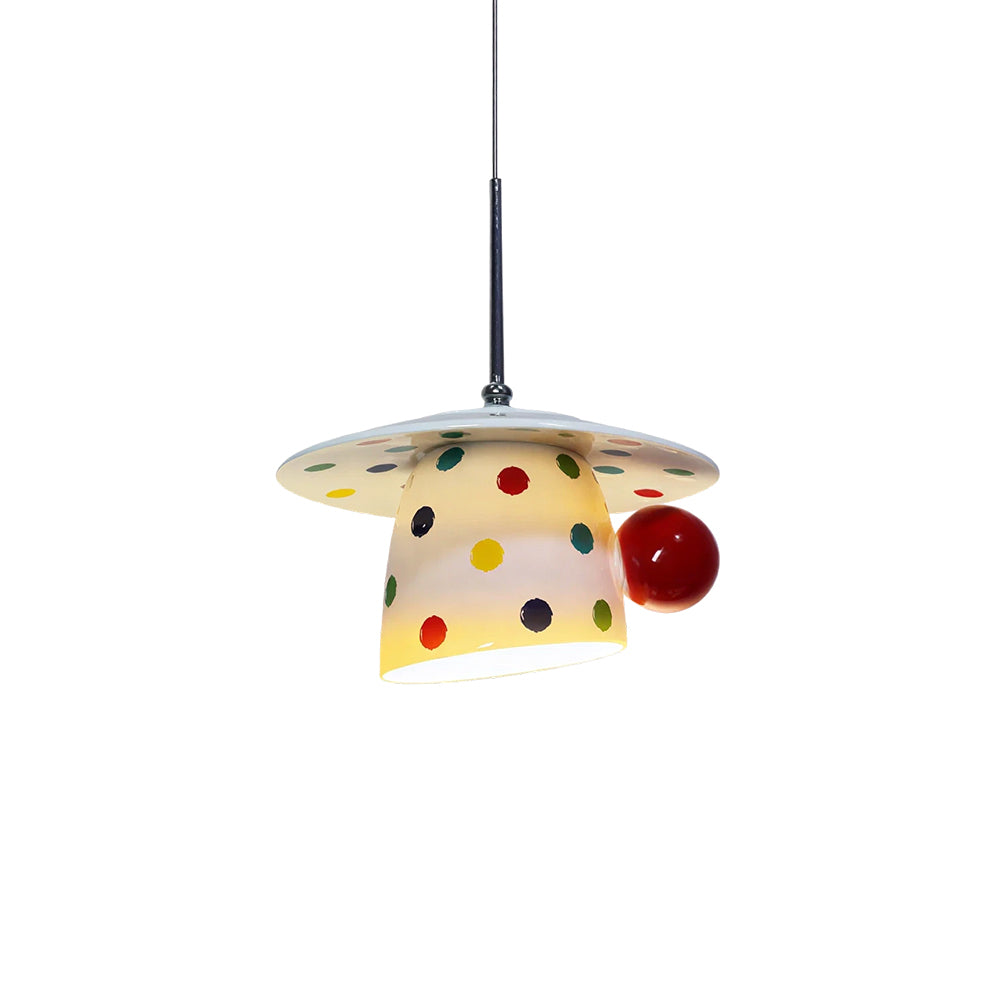 LIVARA Polka Dot Ceramic Pendant Light Playful Hanging Lamp for Kids Room Dining Area & Cafe - White & Red