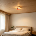 LIVARA Floral Ceramic LED Ceiling Light Compact Flush Mount for Kids Room Bedroom & Hallway - Cream & Red