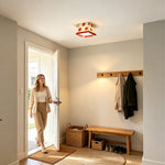 LIVARA Floral Ceramic LED Ceiling Light Compact Flush Mount for Kids Room Bedroom & Hallway - Cream & Red