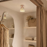 LIVARA Bow-Shaped Ceramic LED Ceiling Light Petal Shade for Bedroom Hallway & Entryway - Blush Pink