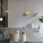 LIVARA Kraft Paper Single LED Pendant Light Rustic Decorative Hanging Lamp for Dining Room Bedroom & Cafe - Natural Brown