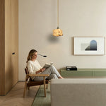 LIVARA Kraft Paper Single LED Pendant Light Rustic Decorative Hanging Lamp for Dining Room Bedroom & Cafe - Natural Brown