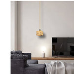 LIVARA Kraft Paper Single LED Pendant Light Rustic Decorative Hanging Lamp for Dining Room Bedroom & Cafe - Natural Brown