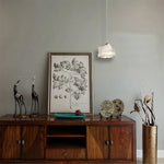 LIVARA Kraft Paper Single LED Pendant Light Rustic Decorative Hanging Lamp for Dining Room Bedroom & Cafe - Natural White