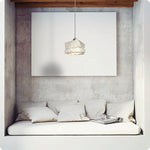 LIVARA Kraft Paper Single LED Pendant Light Rustic Decorative Hanging Lamp for Dining Room Bedroom & Cafe - Natural White