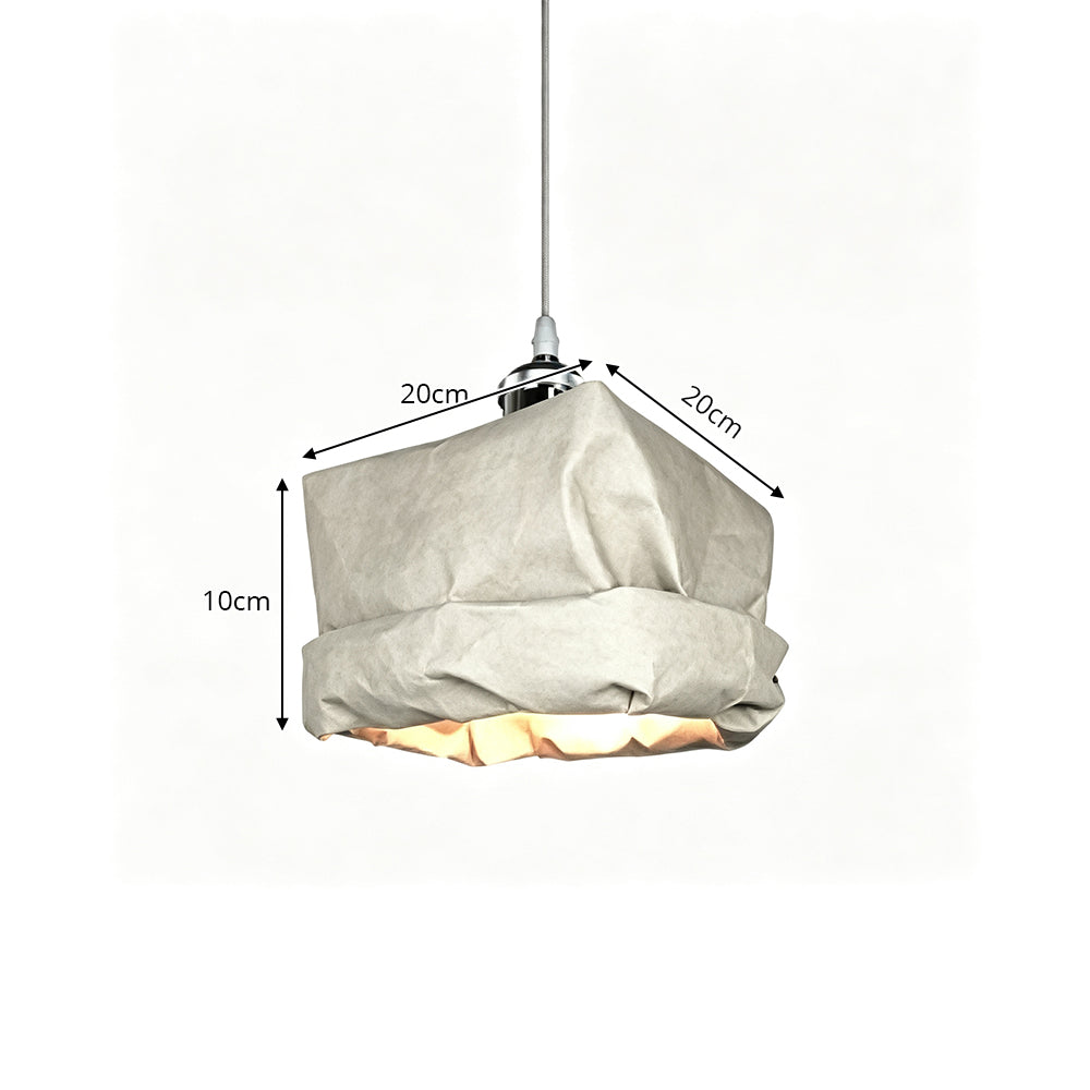 LIVARA Kraft Paper Single LED Pendant Light Rustic Decorative Hanging Lamp for Dining Room Bedroom & Cafe - Natural White