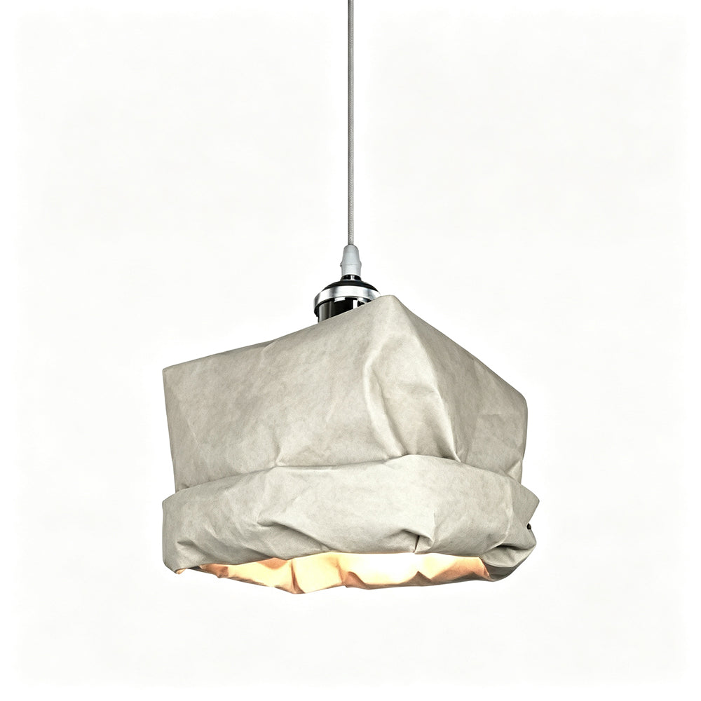 LIVARA Kraft Paper Single LED Pendant Light Rustic Decorative Hanging Lamp for Dining Room Bedroom & Cafe - Natural White