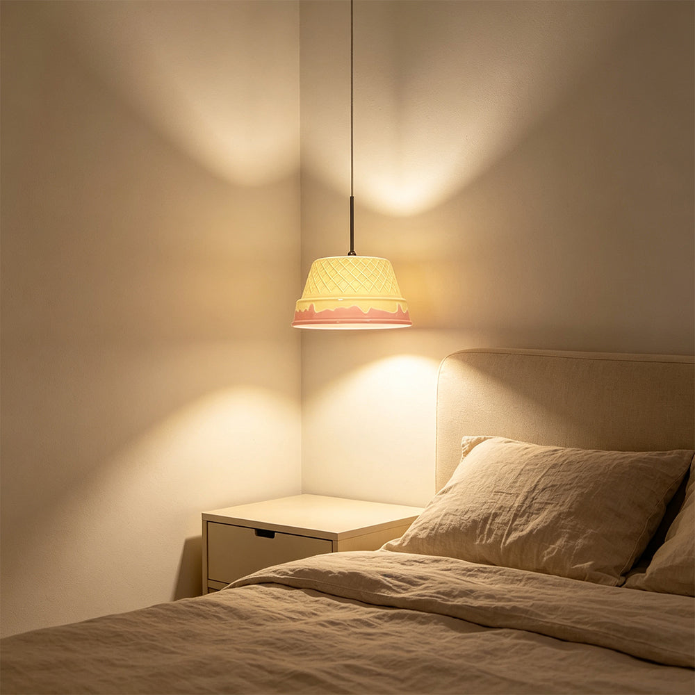 LIVARA Textured Ceramic Pendant Light Nordic Hanging Lamp for Dining Room Bedroom & Cafe - Yellow & Pink
