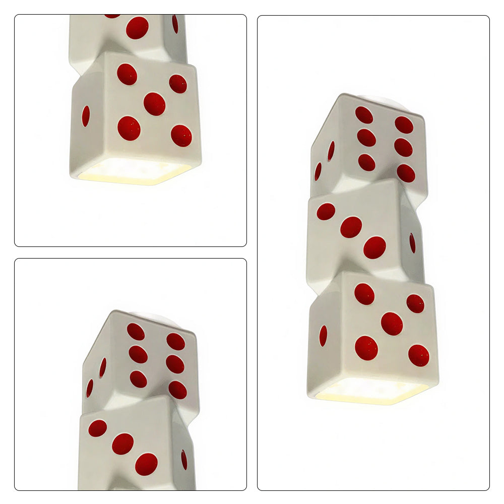 LIVARA Stacked Dice Ceramic LED Ceiling Light Decorative Flush Mount for Kids Room Bedroom & Game Room - White & Red