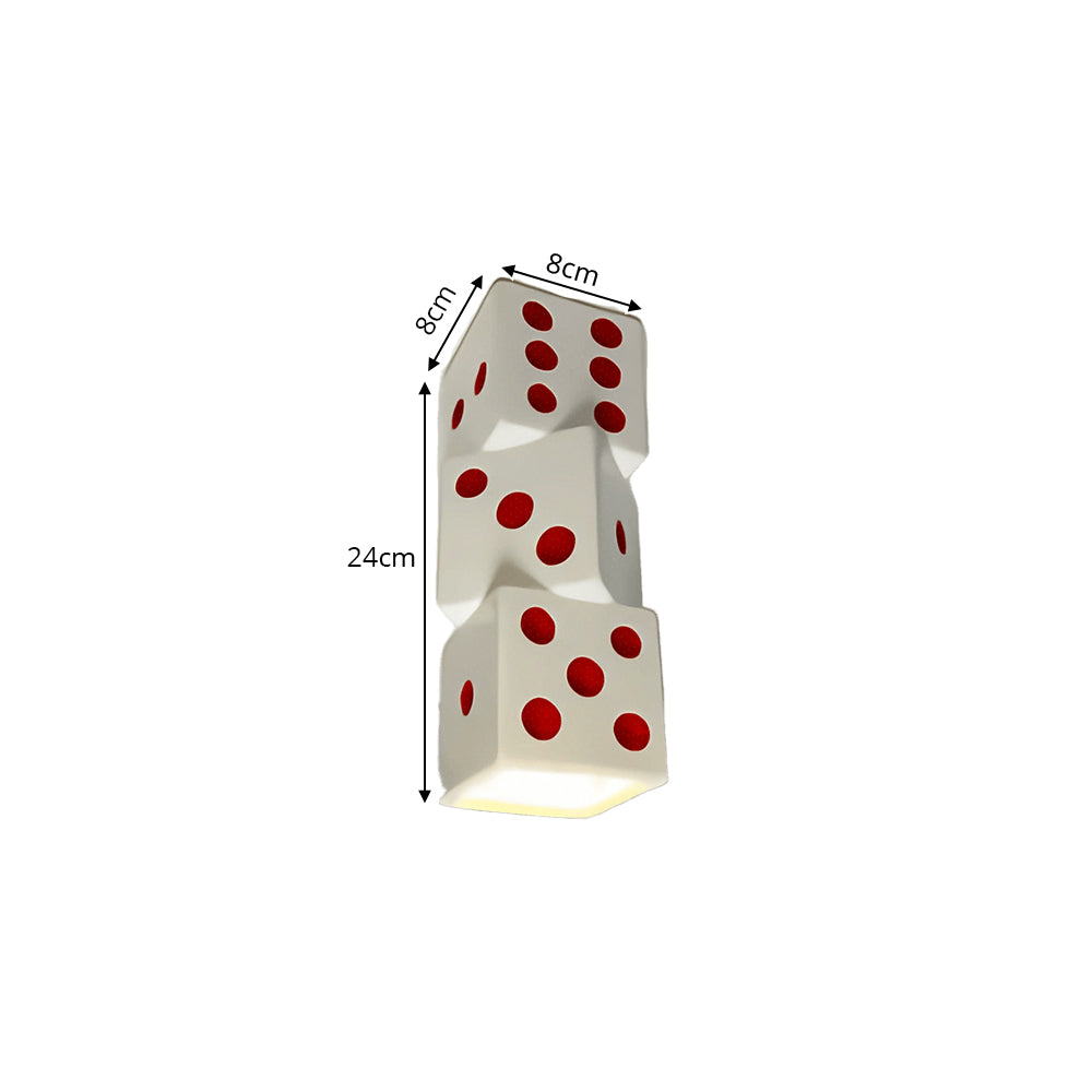 LIVARA Stacked Dice Ceramic LED Ceiling Light Decorative Flush Mount for Kids Room Bedroom & Game Room - White & Red