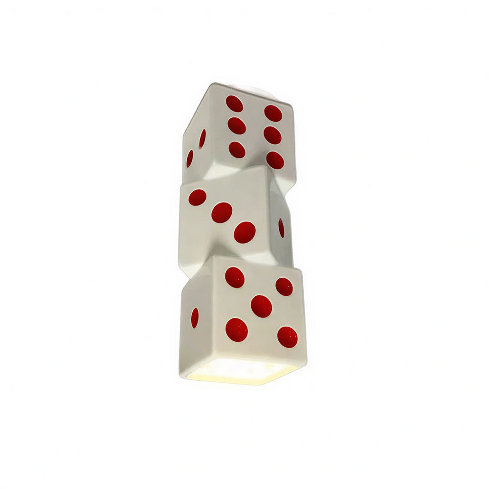 LIVARA Stacked Dice Ceramic LED Ceiling Light Decorative Flush Mount for Kids Room Bedroom & Game Room - White & Red